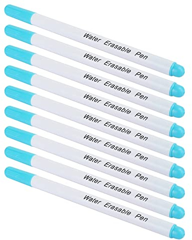 Haofy 10 Rotuladores de Tela Solubles en Agua Borrables con Agua para Sastrería, Costura, Artesanía en Cuero, Bordado, Juego de Herramientas de Marcado Temporal Fibra de un Cabezal (Blue)
