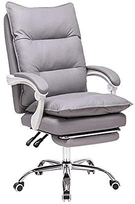 Kontorsstol Med Hög Rygg, Justerbar Skrivbordsstol, Vridbar Pu-Arbetsstol, Med Vadderade Armstöd Och Infällbart Fotstöd, Ergonomi