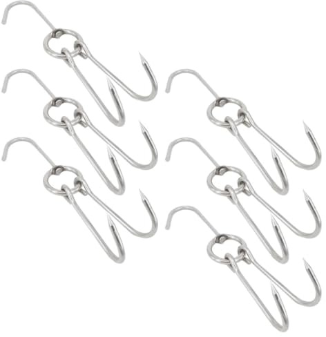 Homoyoyo Lot de 6 Crochets à Rôtir en Acier Inoxydable 3 Mm 24,5 Cm, Supports Résistants à L'usure pour Volaille, Jambon et Saucisses, Accessoires Polyvalents pour Barbecue Cuisine