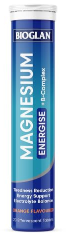 Bioglan Magnesium + B-Complex Effervescent Tablets, Orange, 20 Count