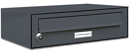 AL Briefkastensysteme 1er Briefkastenanlage Anthrazit Grau RAL 7016, Premium Briefkasten DIN A4, 1 Fach Postkasten modern Aufputz