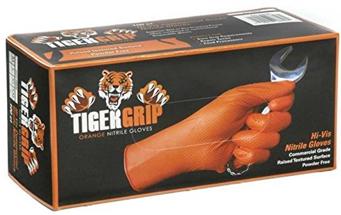 Tiger Grip Orange Nitril Handschuhe - Groß - 4 Boxen/400 Handschuhe