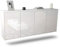 Dekati Sideboard Lakewood hängend (180x77x35cm) Korpus Weiss matt - Front Hochglanz Weiß - Push to Open