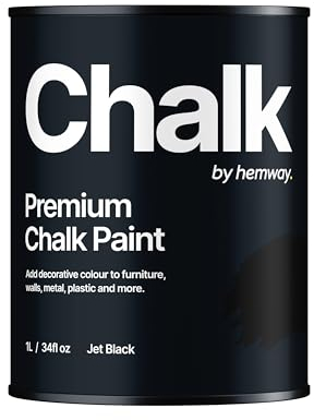 Hemway - Premium Chalk Paint - Jet Black 1 L | Chalky Matt Shabby Chic Finish for Interior Furniture & Walls | Quick Dry & 1 Coat