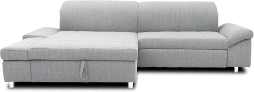DOMO. collection Ecksofa Mika, Longchair Links mit Schlaffunktion, grau