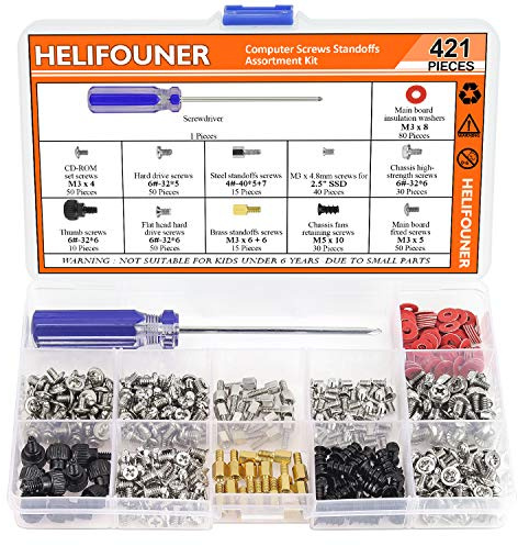 HELIFOUNER 421 Pieces Computer Standoffs Screws Assortment Kit with a Screwdriver