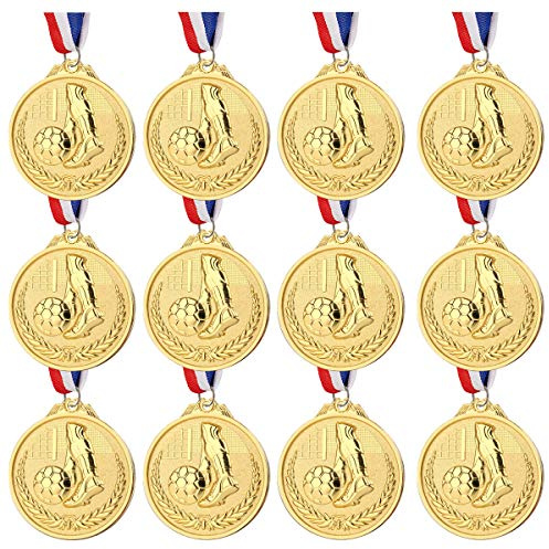 Wrzbest Metall-Medaillen, Gold, Silber, Bronze, Zinklegierung, Fußball-Trophäen, Medaille mit Band für Sport, Wettbewerbe, Feiern und Partygeschenke (Neue Goldmedaillen)