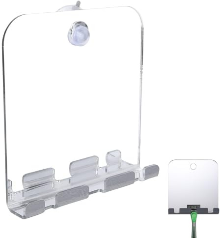 Reisen Duschspiegel, Quadratischer nebelfreier Dusch-Rasierspiegel und Rasierklingenhalter mit 2 Saugnäpfen für Bad, Waschtisch, Badewanne