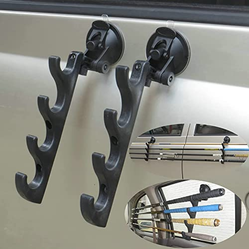 Auto verstellbare Angelrutenhalter mit Saugnäpfen, Angelruten-Aufbewahrungsregal für Auto/LKW/SUVs und Vans/glattes Glas, hält bis zu 4 Angelruten – um Ihre Angelruten sicher zu halten