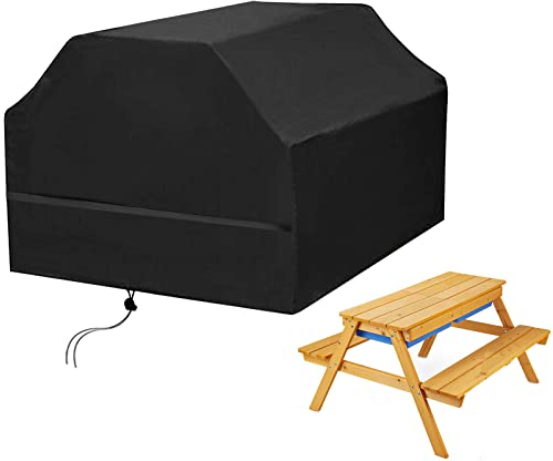 Picknicktisch Kinder Abdeckung Wasserdicht, Schutzhülle für Kindersitzgarnitur Outdoor, Schutzhaube Kindersitzgarnitur Garten Holz, 420D Oxford-Gewebe Winddicht Anti-UV, 100W x 90D X 60Hcm…