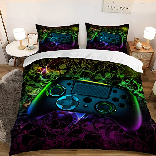HOTRCR Gamepad Bettbezug-Set Junge Gamer Bettwäsche-Set Teenager Kinder Schlafzimmer Dekor Moderne Gamecontroller-Bettwäsche，bettwäsche 135*200cm，DDL87a