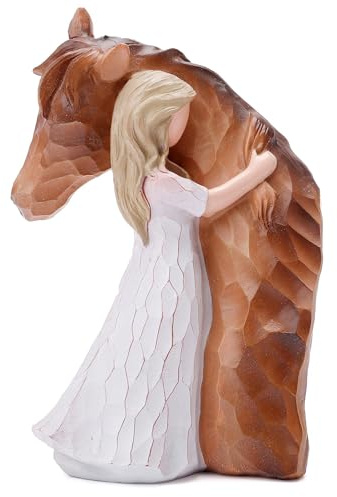 LUCKYBUNNY Estatuas de ángel de la Guarda, pintadas a Mano, para Amantes de los Caballos