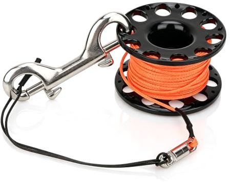 Tauchen Reel, Langlebige 30m Fingerhaspel Spule zum Tauchen Plastik Schnorcheln Tauchen Finger Spool Reel Taucher Speerfischen Unterwasser Zubehör mit beidseitigem Bolzen Schnappverschluss