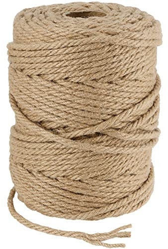 JOIKIT Cuerda de yute natural de 150 m x 5 mm, cuerda de cáñamo de 492 pies, cuerda de yute para jardinería, decoración, agrupación