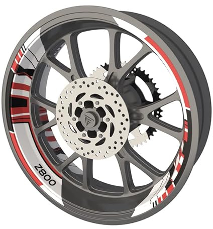 Felgenband für Motorrad Kawasaki Z800 Premium Qualität (Aufkleber für 2 Räder) (Rot)