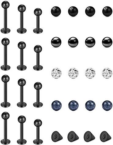 Funseedrr Piercing Stecker für Lippenpiercing - Labret, Helix, Tragus - Chirurgenstahl Acryl 16G 6/8/10mm Piercing Stab Kugel