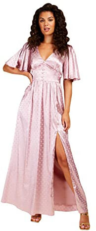 Little Mistress Blush Spot Maxi Robe pour Occasion spéciale, Rose poudré, 40 Femme
