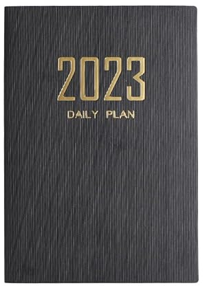 Terminplaner 2023,Buchkalender A5 Chefplaner Schwarz Kalender Jahr Wöchentliches Tagebuch Tagesplaner Tagebuch mit voller Samstag & Sonntag Seite für Geschäft Büro Reisetermine