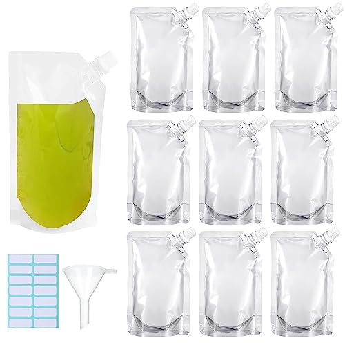 SKYPRO Reusable Drinking Flasks - 3oz, 10pcs Transparent PA+PE Material, Heat & Cold Resistant, Leak-Proof, with Funnel