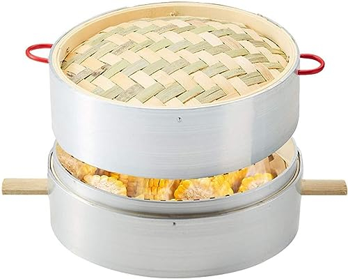 Vaporera de bambú hecha a mano, cestas de 1-1 niveles de 32 cm (12,59 pulgadas), albóndigas Dim Sum, pollo, pescado y carne
