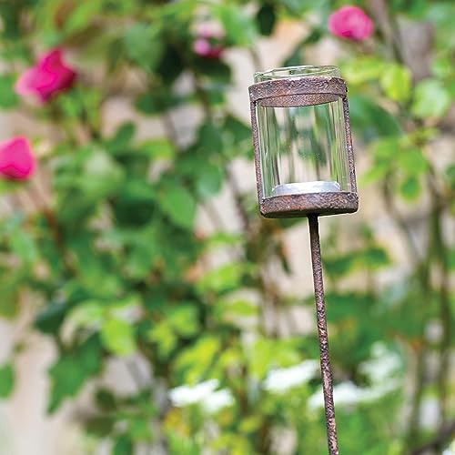 Rusty Brown Tea Light Stake, Garden Outdoor Tea Light Holder, Antique Metal Votive Candle Lantern, Tea Light Candle Holder, Glass Holder