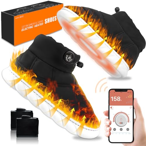 ZONSUSE Beheizbare Schuhe Herren Damen,Elektrische Heizschuhe mit APP Steuerbar,Fußwärmer Elektrisch,7.4 V 6000 mAh Akku,Eu Adapter,3 Heizstufen, Geschenke für Frauen Männer Mama Papa (36-37)