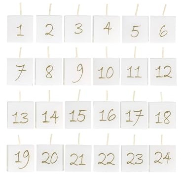 Kalenderkerzen Würfel mit Zahlen 1-24 H/B/T 3,5cm Brenndauer 5 Std. Kerzen Advent Deko Geschenk Adventskerzen, Farbe:Creme