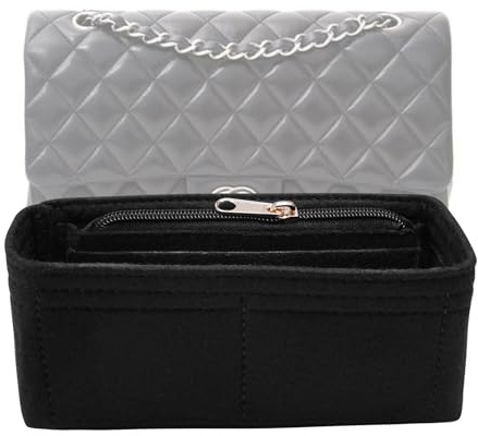 LOUKAYCCI Geldbörsen-Organizer-Einsatz für Chanel Classic Flap Medium Bag Organizer Einsatz Handtasche (Schwarz, M)