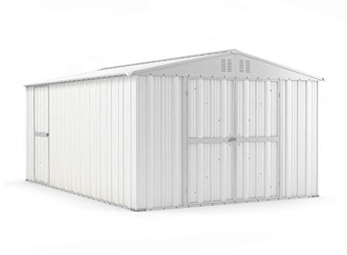 Box in Acciaio Zincato Casetta da Giardino in Lamiera 3.27 x 4.59 m x h2.17 m - 201 KG – 15,01 metri quadri (Bianco)