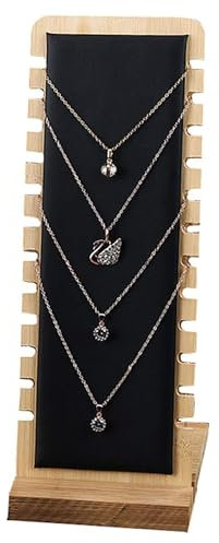 LATRAT Espositore per collane in legno porta 12 slot espositore per gioielli collana pannelli per bracciale collana ciondolo nero