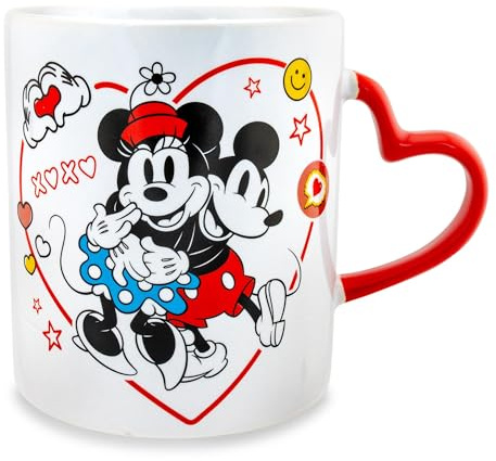 Silver Buffalo Disney Mickey und Minnie Mouse Icons Keramiktasse mit geformtem Griff, 590 ml