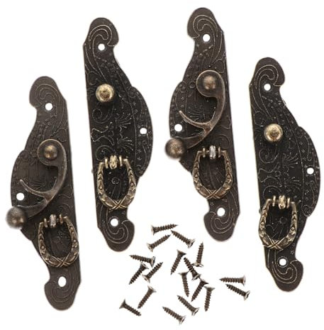 ORFOFE Kastenschloss, Retro-Dekor, Küchenschrank-Dekoration, Holzkoffer-Riegel, Schrankriegel, Hardware, dekorative Mini-stabile Schubladenhaspen, Würfeltasche, Möbel, antike Zinklegierung, 2 Stück