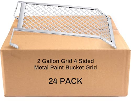 Landhoow 24 Pcs Paint Roller Grid for 2 Gallon Buckets, Paint Screen Strainer 4 Sided Metal Bucket Grid for Painters, Silver