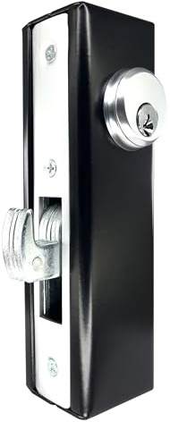 Sidco Supply Cerradura de puerta corredera – Cerradura de mortaja de perno de gancho – Cerradura de gancho de acero soldable para puerta corredera – Doble cilindro de 1-1/8 pulgadas – Cerradura de
