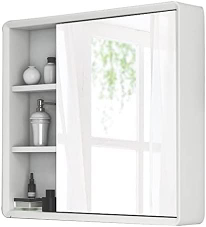 WLCNYL Badezimmerspiegelschrank auf dem platzsparenden Spind im Badezimmer mit 2-türigem Schrank zur Wandmontage (Farbe: Weiß, Größe: 607014 cm)