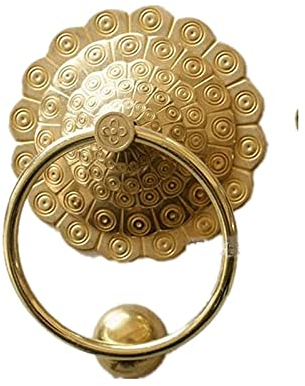 ZZZOLX Türklopfer, Haustürklopfer, Türgriff, oberflächenmontierter Türklopfer, Türklopfer aus reinem Kupfer, einfach zu installierende Türklopfer for die Haustür (Color : Brass, Size : 10cm)