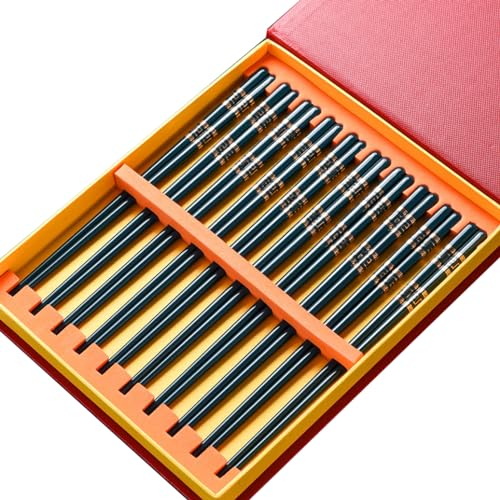 Set di bacchette cinesi in porcellana, confezione regalo, 10 paia di bacchette riutilizzabili lavabili in lavastoviglie, set regalo con custodia, bacchette antiscivolo in ceramica di osso di alta