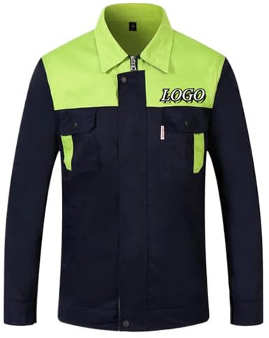 Honghuang Personalizzato Abbigliamento da Lavoro Tute Uomini Manica Lunga Officina Uniformi Stampa Personalizzata Azienda Logo Testo Unisex Abiti da Lavoro Giacca Green,S