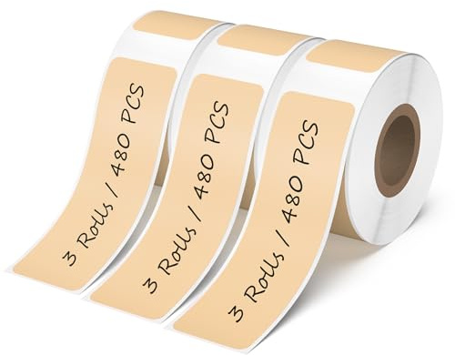 YIKIADA 3 Rouleaux Étiquettes Thermiques Adhésives 12 X 40 mm Kaki Ruban pour Étiqueteuse Autocollantes Imperméable Amovible Imprimables pour Bureau École QR Inventaire