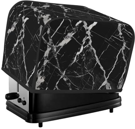 Copertura per tostapane a due fette con stampa in marmo bianco e nero per piccoli elettrodomestici da cucina, protezione per impronte digitali