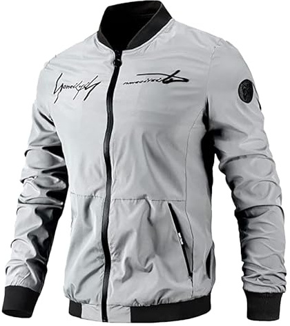 MJGkhiy Giubbotto Invernale Uomo Casual Giacca a Vento Militare Jacket Sportivo Antipioggia Giubbino Autunno Running Primaverile Bomber Con Zip Softshell Giacche Da Lavoro Antivento Giubbotto
