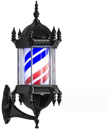 VAESAZDSZ Poste de luz para barbería, Letrero de peluquería de 22,8 Pulgadas, iluminación giratoria Vintage para peluquería al Aire Libre, luz LED de Pared con Rayas