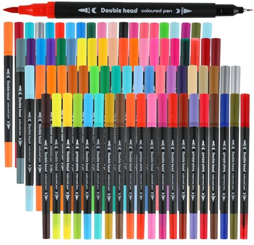 AEDAGA 80 Farben Filzstifte Set mit Doppelspitze,Dual Brush Pen Set | Doppelspitze | Wasserbasierte Tinte | Sicher | Ungiftig | Mandala Stifte für Ausmalbücher, Bullet Journal, Handlettering
