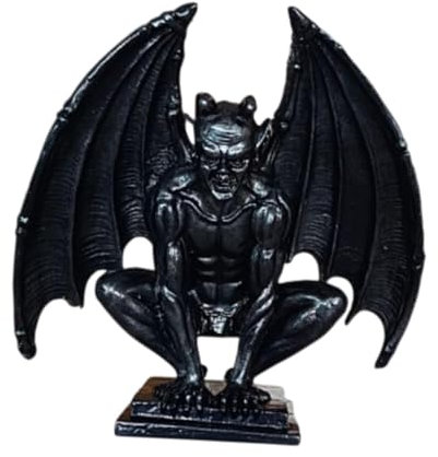 kowaku Resin Demon Angel Gargoyle Statue Tabletop Ornament for Desktop Cabinets 18.5x10x19cm Versatile Fairy Garden Decoration, Black