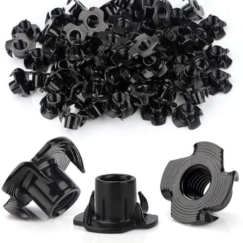 Mbsomnus Lot de 30 écrous à enfoncer M4 x 8 mm - Insert fileté en bois avec 4 pointes à frapper - En acier au carbone - Pour bois, planches, meubles, murs d'escalade, bricolage