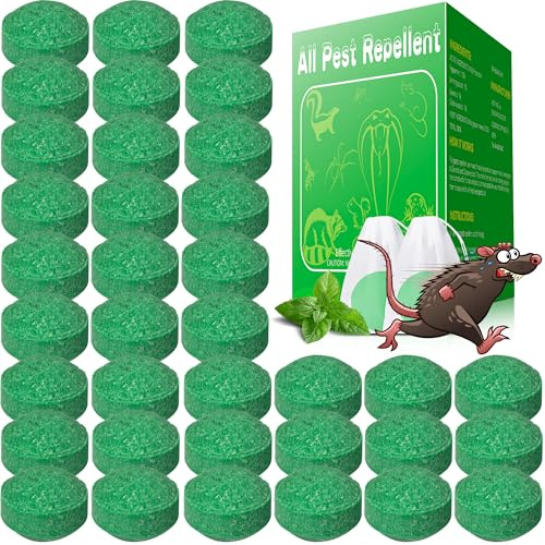 Rodent Mouse Repellent, 36 PCS Natural Rat Mice Repellant Indoor, Peppermint Oil Wasp Bee Pest Insect Repellent Balls to Repel Rats Mice Away Rodent Deterrent for House Outdoor, Family & Pet Safe