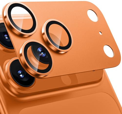 WSKEN Protector de cámara mate para 17 Pro Max – Placa de metal de cobertura completa 9H dureza resistente a los arañazos sin burbujas, protector de pantalla de cristal transparente, protector de