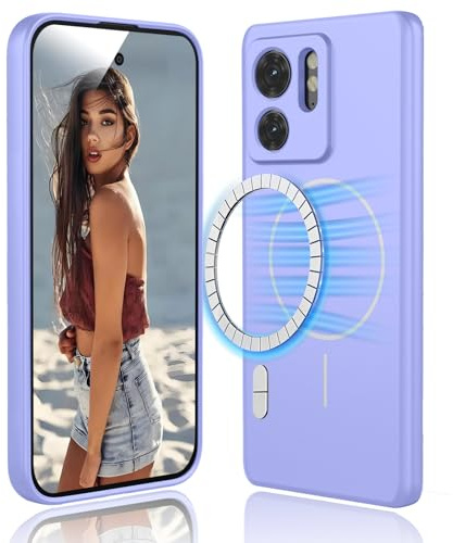 DESSEN Funda Magnetica para Motorola Moto Edge 40 5G (Not for 40 Neo) - Carcasa de Silicona Líquida Suave, Antigolpes Protector Camara Móvil Case, Compatible con Accesorios Magnéticos, Morado