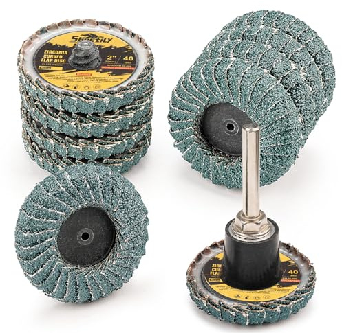 Sbestily 10Pcs 2 Curved Flap Discs Quick Change 40 Grit for Die Grinder | 1/4 Holder & Zirconia Sanding Pads for Metal, Wood, Welding & Rust. 40 Grit Abrasive Accessories, Drill & Surface Finish