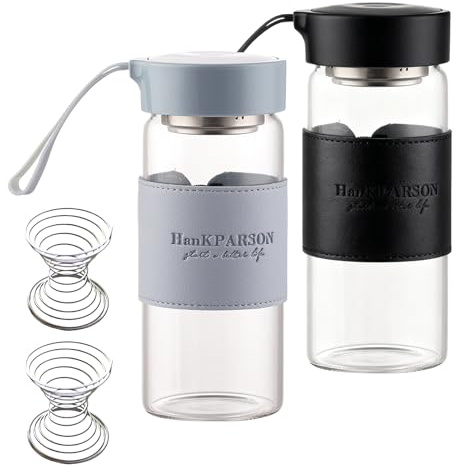 ShakerZ Glas,2 Pièces 480 ML ShakerZ En Verre Avec 2 Boules De Mélange En Acier Inoxydable,Glas Shaker Flasche Shake Becher,Shaker A Protéines En Verre Pour Shakes De Fitness,Protéines(Noi+Bleu Clair)